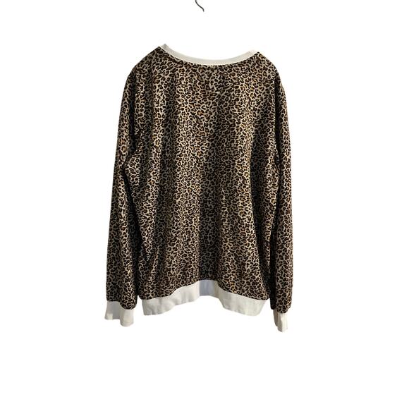 Zyia Active wear Long sleeve tan Leopard print crew neck top w/ ribbed trim sz M - Picture 2 of 4